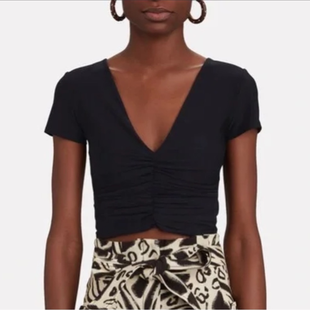 ALIX NYC Elegant Black Ruched Tee